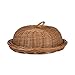 Cestino per il pane in vimini, rotondo, colore naturale, cestino per il pane con coperchio, decorato con un fiocco decorativo