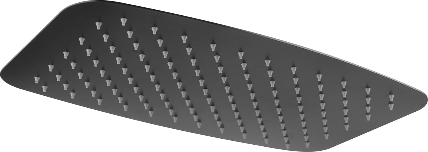 IMEX - Rociador Ducha Efecto Lluvia 20x30cm Negro Mate | Rociador Rectangular Extraplano y Antical para Columna de Ducha | Fabricado de Acero Inoxidable S.304 | Recambio Original IMEX