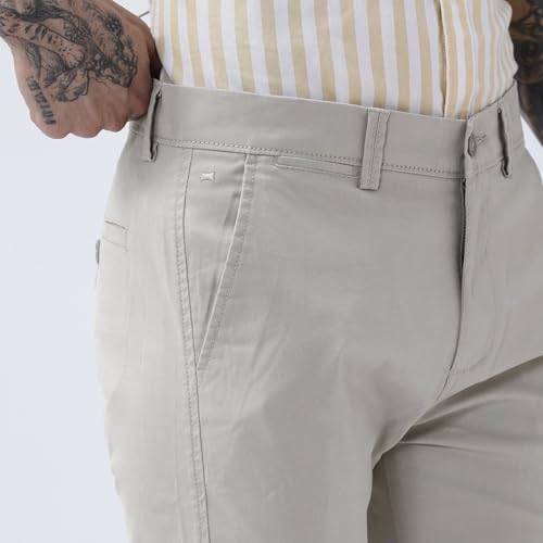 Image of BASICS Premium Cotton Stretch Formal Trousers for Men | Office Pants