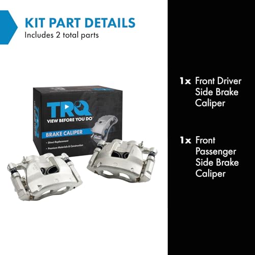 Image of TRQ Front Driver and Passenger Side Brake Caliper Set Caliper Brackets Compatible with 14-19 Ford Transit-150 14-19 Transit-250 14-19 Transit-350 with Single Rear Wheels SRW