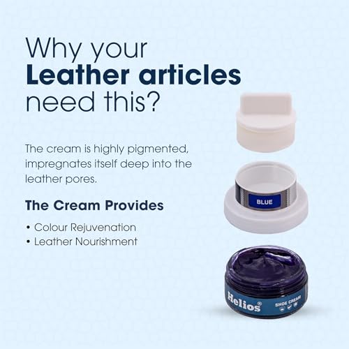 Image of Helios shoe cream with applicator | Shoe Polish for Leather | Boot, Purse, Belt, Handbag, Jacket | Leather Conditioner | 48 GM