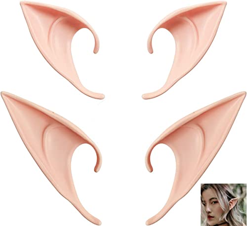Ding Yongliang 2 pares Orejas de elfo, Orejas de Hadas Divertidas,Orejas de Elfo Cosplay Disfraz de Duendecillo Oreja Látex Accesorios para Fiestas de Halloween Carnaval (JLED) Cover