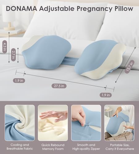 Image of Memory Foam Pregnancy Pillows for Sleeping, Side Sleeper Maternity Pillow Support for Back Belly HIPS, Adjustable Wedge Pillow for Pregnant Women, Side Sleeping Pregnant Pillows with Pillowcase