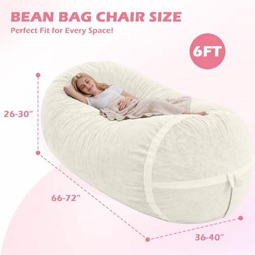 Image of 6FT Bean Bag Chair 6'Giant Bean Bag Chairs with Adults, Large Beanbag Chair
