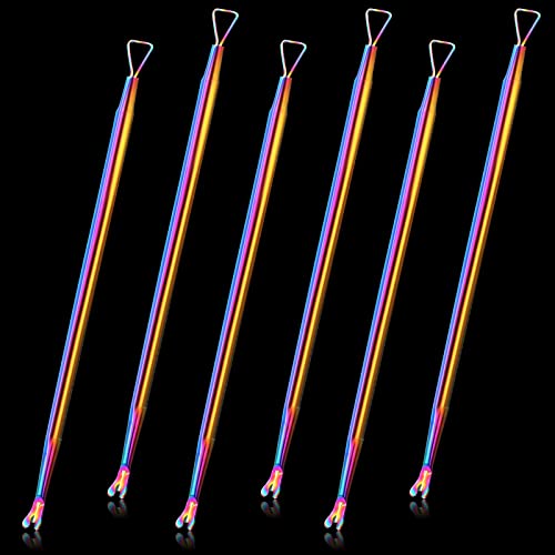 6 Pieces Cuticle Trimmer Pusher Remover Gel Nail Polish Remover Tool Double Ended Stainless Steel Nail Scraper Cuticle Peeler Scraper Nails Tools for Fingernail and Toenail (Rainbow Color)