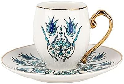 Miniatura 7 de Karaca znik - Juego de tazas de café turco para 2 personas, porcelana blanca