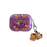 Soft TPU Case with Keychain Charm for Apple AirPods 1 2 3 4 Pro Goofy Pluto Dog Puppy Purple Color Anime Cartoon Cute Lovely Adorable Kids Girls (for AirPods 3rd)