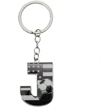 Bag Charms Initial A-Z Letter Keychain Bag Charm Soccer Keychain for Handbags Sports Bag