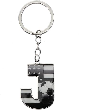 Bag Charms Initial A-Z Letter Keychain Bag Charm Soccer Keychain for Handbags Sports Bag