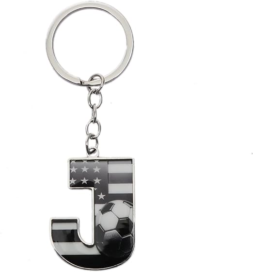 Bag Charms Initial A-Z Letter Keychain Bag Charm Soccer Keychain for Handbags Sports Bag