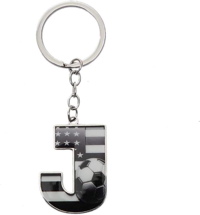 Bag Charms Initial A-Z Letter Keychain Bag Charm Soccer Keychain for Handbags Sports Bag