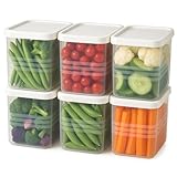 Fridge Storage Containers for Vegetables – 1200 ml (Pack of 6) | Refrigerator Organiser Boxes | Freezer Safe, BPA Free Plastic Fridge Containers | Kitchen Storage Box for Vegetables & Fruits