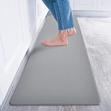 Baibu Home キッチンマット 拭ける 厚さ8ｍｍ 踏み心地いい フカフカ グレー 120 はっ水 防汚 低反発 クッション 洗濯いらず 台所 さっと拭くだけ