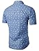uxcell Men's Shirt Casual Slim Fit Short Sleeve Button Down Printed Shirts Blue 46