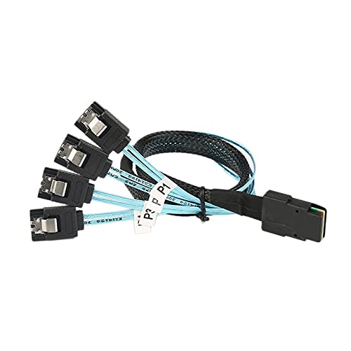 Connectors 1M Mini SAS 36P SFF-8087 Male to 4 SATA 7P Female Cable Splitter SAS to SATA Cable Adapter SFF-8087 Connector to 4 SATA HD Cable - (US, Cable Length: 1M, Color: Blue)