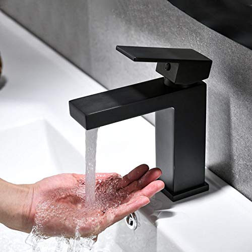 Robinet de lavabo carré anti-éclaboussures mitigeur noir