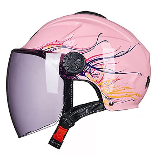 JATIBOSH Attache Fermement Vintage Casque Portable Et Sûre Cyclomoteur Casque, RéTro Demi Casque Boucle De Sécurité À Prise Rapide Casque Moto, pour Adapté Aux Motos ÉLectriques ECE Certifiés