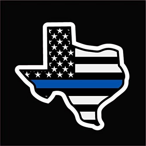 CMI Thin Blue Line Texas Shaped Flag Vinyl Decal Sticker Blue Lives Matter Law Enforcement Window Decal| 5-Inch by 3-Inch | NI532