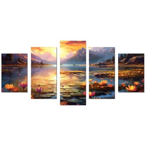 Affiches sur toile de montagne d’or abstraite MERYLACT 50x100cm