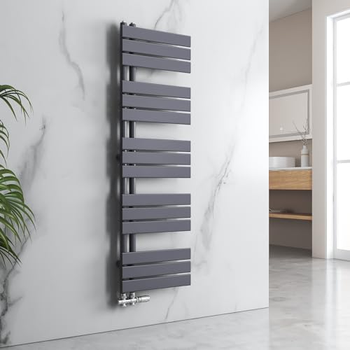 EMKE Badheizkörper Handtuchhalter 1599x400 mm, Handtuchheizkörper Seitenanschlusss Flach Handtuchwärmer Handtuchtrockner Heizkörper Bad Handtuchheizung Anthrazit 718W