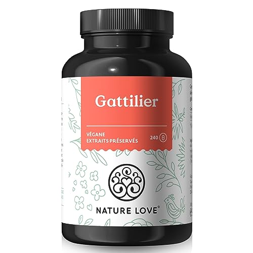 NATURE LOVE® Gélules poivre des moines - extrait 4:1 de Vitex agnus-castus original - haut dosage 10mg/gélule - 240 gélules - sans additifs inutiles, végane, testé en laboratoire, produit en Allemagne