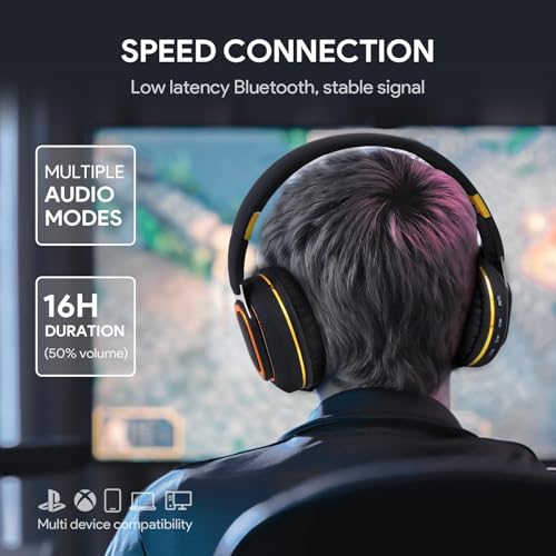 YPENSLZX Bluetooth Headphones, Foldable Wireless Over-Ear Headphones with Hidden Mic for Cell Phone, Laptop, PC, Suitable for Music, School, Workouts, and Gaming (Black) - image 2