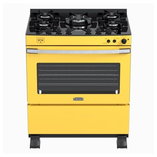 Fogao 5 Bocas Venax Gaudi Vetro Vitreo Amarelo Gas GLP 220 V