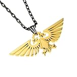 Starforged Warhammer 40000 Imperial Aquila WH40 Men's Gold Plated Stainless Steel Necklace, 19mm*45.5mm, 6g, 600mm Chain
