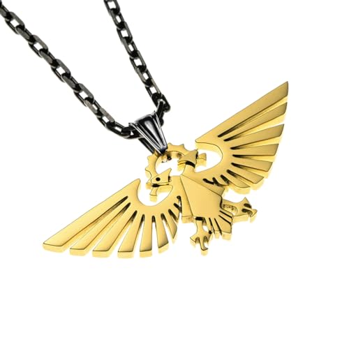 Starforged Warhammer 40000 Imperial Aquila WH40 Men's Stainless Steel Necklace Gold Plated Pendant