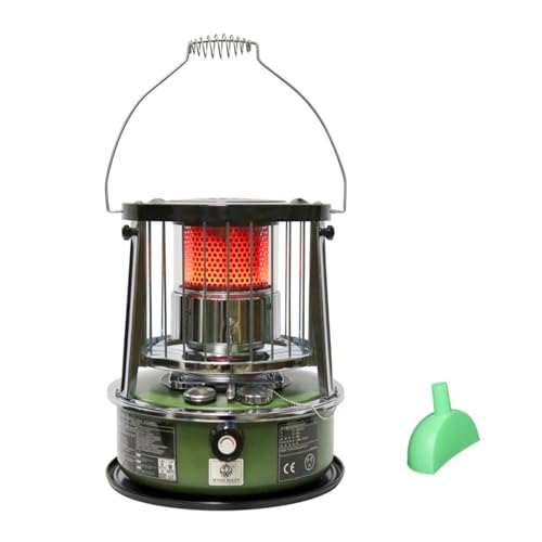 9000 BTU estufa de parafina Tanque de 4,6L estufa parafina Calefacción de emergencia sin electricidad Calentador para camping, garaje, hogar y emergencias.,militarygreen-Singleitem