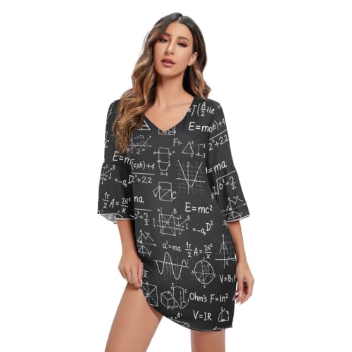 Robe de plage dessin mathématique en mousseline noire pour été et piscine