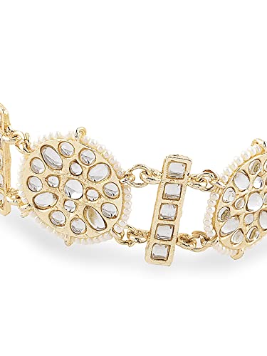 Image of Zaveri Pearls Gold Tone Kundan Bridal Head Chain For Women-ZPFK14617