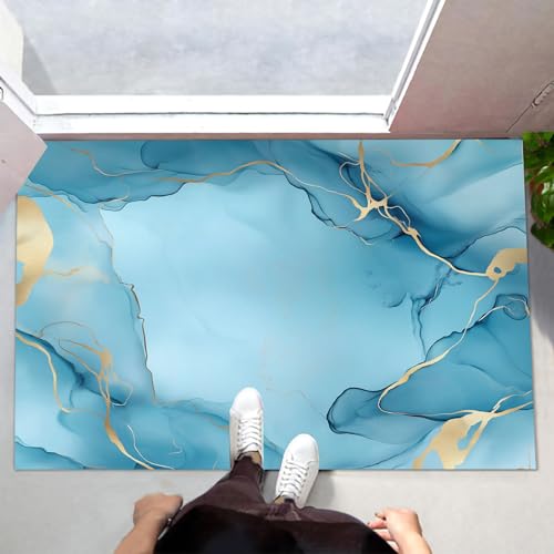 Tapis de sol antidérapant lavable 50x80cm à microfibres absorbantes marbre