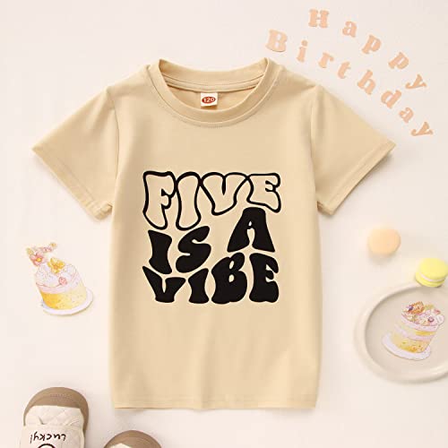 5th Birthday Shirts for Girls Boys 5 Year Old Five is A Vibe Birthday Shirt Girl Fifth Birthday Party Gift Tees Tops4