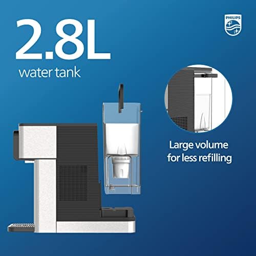 Philips Water ALL-IN-ONE Water Station, Hot & Cold Filter Water Dispenser, 2,8L Capacity, 6 Temperature Presets, Touch screen, Silver/Black, One Size, ADD5980/31