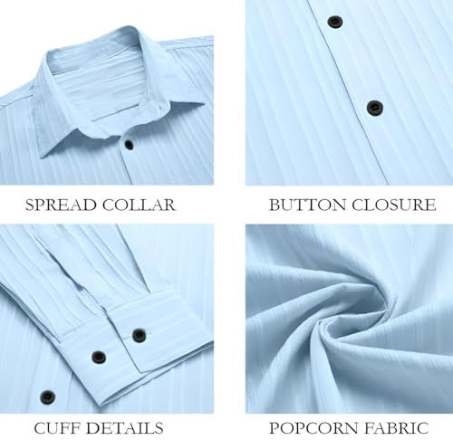 Image of Men's Casual Button Down Shirts Long Sleeve Linen Shirt Fashion Textured Beach Summer Shirt