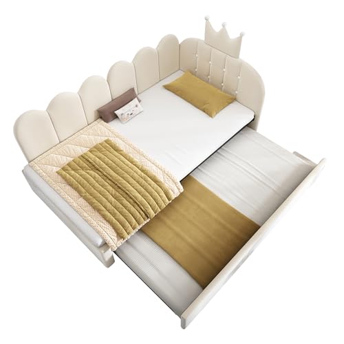 Sofá cama nido en terciopelo beige de diseño con elegante estructura de celosía 4