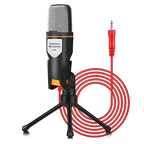 Microfone condensador de computador SF666 com suporte de tripé para PC, laptop, telefones Android iO
