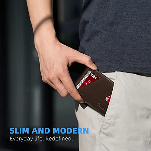 Image of Zitahli Slim Wallet for Men,RFID Blocking Leather Bifold with Money Clip | Minimalist Front Pocket Design, Holds 12 Cards, RFID Protection, Gifts for Men on Birthdays, Father's Day, and Christmas
