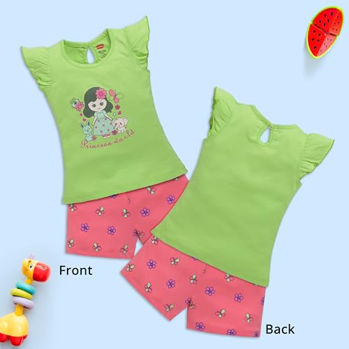 Image of LuvLap Baby Girls Regular Fit 100% Cotton Half Sleeves Girls Top CoSet Pack of 3