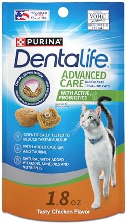 Purina DentaLife Made in USA Facilities Cat Dental Treats, Tasty Chicken Flavor – (Pack of 10) 1.8 oz. Pouches