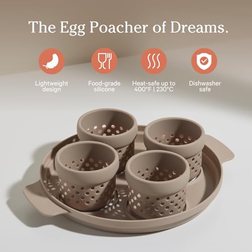 Our Place Silicone Egg Poacher Add-On - Easy-Use Poaching Set | Fail-Proof Water Bath Design | Includes Sturdy Nylon Platter & Perforated Cups | BPA-Free, Dishwasher Safe | Steam