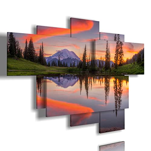 duudaart Quadri per Salotto Soggiorno Camera da Letto Moderni Luminoso Paesaggi Paesaggio Arredo Parete Montagna Verticale Grandi Dimensioni in Rilievo Fonoassorbente Legno 3d Multilivello 136x94cm