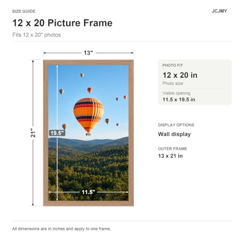 JCJMY 12x20 Bilderrahmen für Poster Foto Bild, horizontale und vertikale Formate zum Aufhängen an der Wand, 30,5 x 50… – Ansicht 3