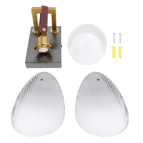 Applique murale abat-jour verre et lampe COB couloir et miroir