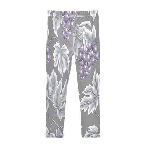 Toddler Girls Leggings Printed Yoga Pants Leggings Grape on Gray Background for Kids2