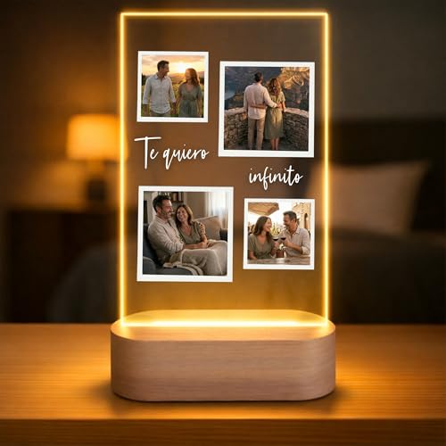 Imagen de Lámpara Personalizada con 4 Fotos y Frases de Amor Regalo para Enamorados