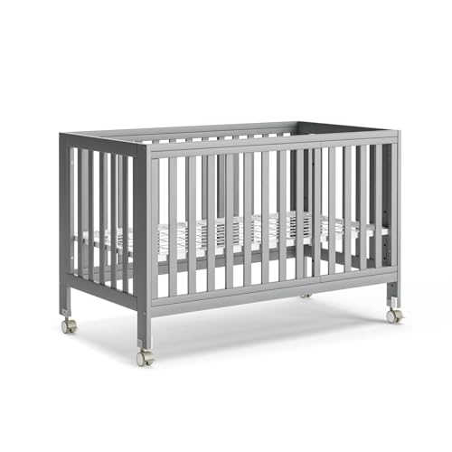 Image of MAMAZING EvoNest Baby Crib, 11 in 1 Convertible Crib with Wheels, 100% New Zealand Wood Growing Bed, Full Size Crib for Baby, 4 Adjustable Mattress Height, Grey | long-term value
