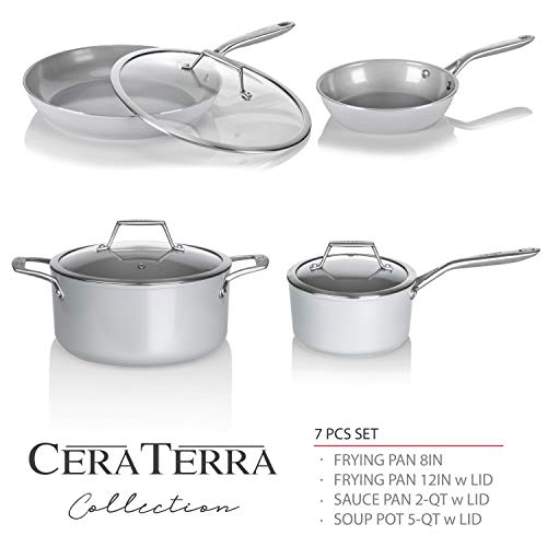TECHEF - CeraTerra Collection Ceramic Nonstick Cookware Set, Made in Korea, 7-Piece