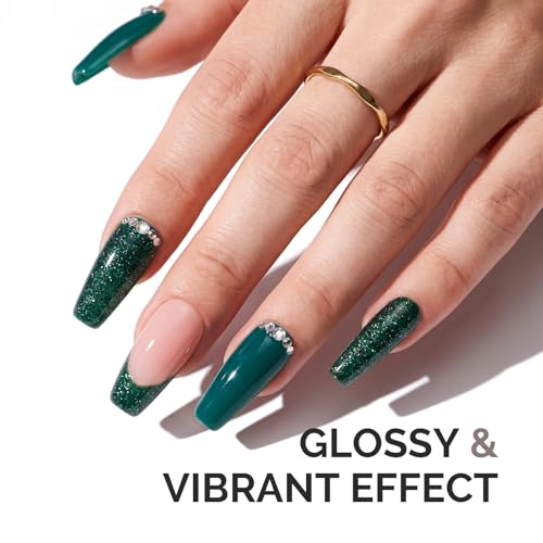 Image of MelodySusie Green Glitter Gel Nail Polish,0.5fl oz Nails Soak Off UV LED Christmas Green Sparkle Glitter Gel Polish Gift for Women Nail Art Manicure Salon DIY Nail Design Decoration at Home-A2311